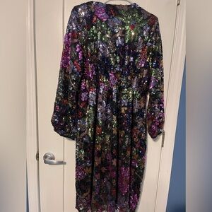 Floral Sequined Cocktail Dress